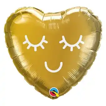 Tesco Mini Eyelashes Gold Heart Shape Air Fill Foil Qualatex Balloon 23cm / 9 in offer