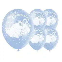 Tesco Christening Blue Biodegradable Latex Balloons 30cm / 12 in - Pack of 5 offer