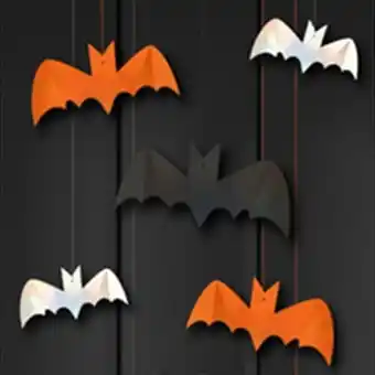 Tesco Assorted Foil Bats Halloween Hanging Decoration - Pack of 8 offer