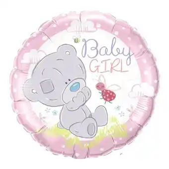 Tesco Baby Girl Teddy Round Foil Helium Qualatex Balloon 46cm / 18 in offer