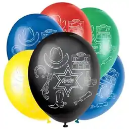 Tesco Assorted Western Latex Balloons 30cm / 12 in - Pack of 6 offer