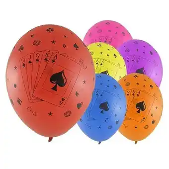 Tesco Casino Cards Latex Balloons 30cm / 12 in - Pack of 6 offer