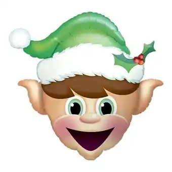 Tesco Christmas Elf Head Helium Foil Giant Qualatex Balloon 89cm / 35 in offer