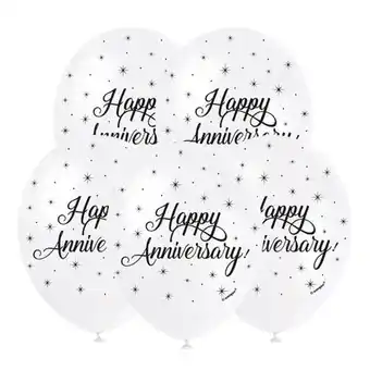 Tesco Happy Anniversary Biodegradable Latex Balloons 30cm / 12 in - Pack of 5 offer