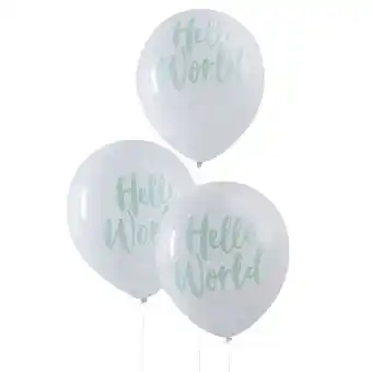 Tesco Mint Hello World Baby Arrival Biodegradable Latex Balloons 30cm / 12 in - Pack of 10 offer