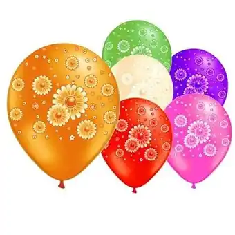 Tesco Assorted Daisies Latex Balloons 30cm / 12 in - Pack of 6 offer