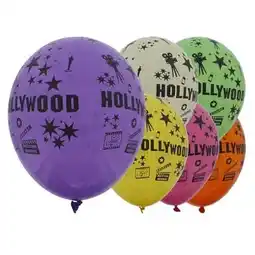 Tesco Assorted Colour Hollywood Theme Latex Balloons 30cm / 12 in - Pack of 6 offer