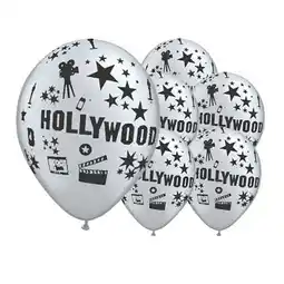 Tesco Silver Hollywood Theme Latex Balloon 30cm / 12 in - Pack of 6 offer