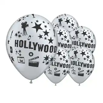 Tesco Silver Hollywood Theme Latex Balloon 30cm / 12 in - Pack of 6 offer