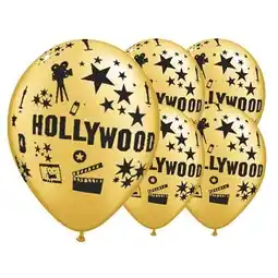 Tesco Gold Hollywood Theme Latex Balloons 30cm / 12 in - Pack of 6 offer