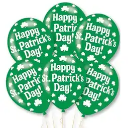 Tesco Happy St. Patrick's Day Biodegradable Latex Balloons 28cm / 11 in - Pack of 6 offer