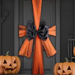 Tesco Black & Orange Pre-Made Halloween Door Bow Decoration offer