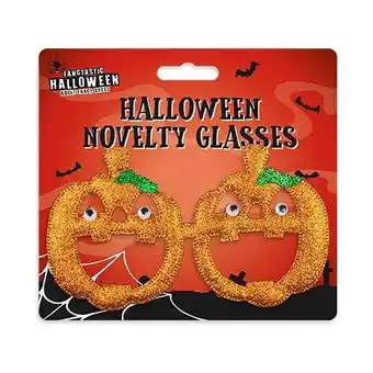 Tesco Halloween Pumpkin Glitter Novelty Fancy Dress Glasses offer