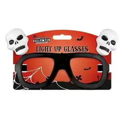 Tesco Halloween Skeleton Light Up Novelty Fancy Dress Glasses offer