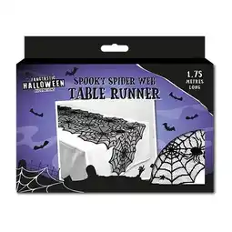 Tesco Black Spider Web Halloween Table Runner 1.75m offer