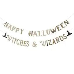 Tesco Happy Halloween Witches & Wizards Gold Card Banner 2.5m offer