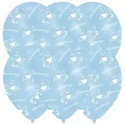 Tesco Christening Boy Latex Balloons 28cm / 11 in - Pack of 6 offer