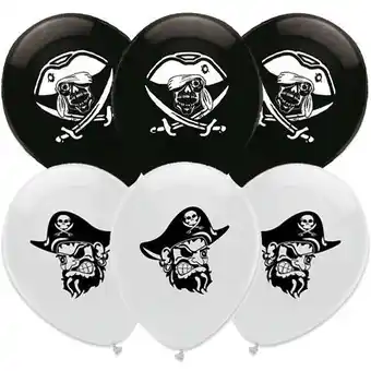 Tesco Pirate Party Black and White Latex Balloons 30cm / 12 in - Pack of 6 offer