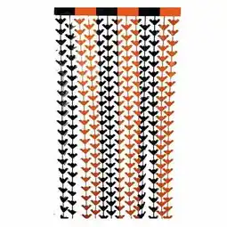 Tesco Orange & Black Bat Plastic Fringe Curtain Halloween Backdrop 2m x 98cm offer