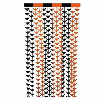 Tesco Orange & Black Bat Plastic Fringe Curtain Halloween Backdrop 2m x 98cm offer