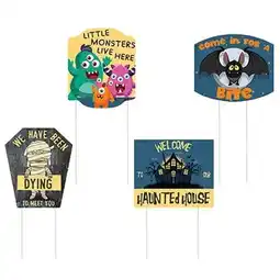 Tesco Halloween Cute Characters Cardboard Garden Signs - Pack of 4 offer