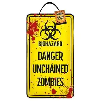 Tesco Biohazard Halloween Wall Plaque Hanging Decoration 40cm offer