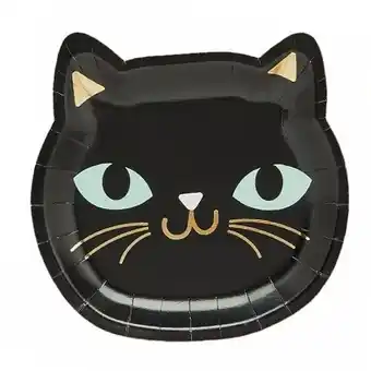 Tesco Halloween Black Cat Shaped Paper Plates 20cm - Pack of 8 offer