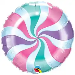 Tesco Candy Pastel Swirl Round Foil Helium Qualatex Balloon 46cm / 18 in offer