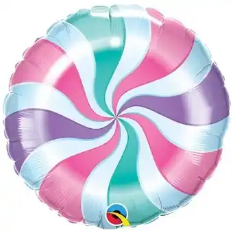 Tesco Candy Pastel Swirl Round Foil Helium Qualatex Balloon 46cm / 18 in offer