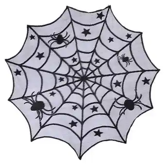 Tesco Black Spider's Web Halloween Round Tablecover 1m offer