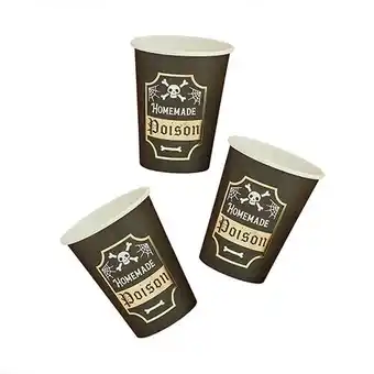 Tesco Halloween Homemade Poison Gold Foil Paper Cups 250ml - Pack of 8 offer