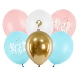 Tesco Gender Reveal Boy Or Girl Latex Balloons 30cm / 12 in - Pack of 6 offer