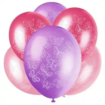 Tesco Butterflies Latex Balloons 30cm / 12 in - Pack of 6 offer