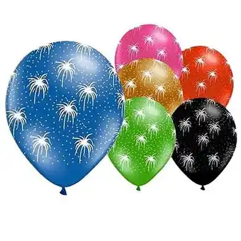 Tesco Assorted Fireworks Latex Balloons 30cm / 12 in - Pack of 6 offer