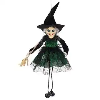 Tesco Green Wicked Witch Hanging Halloween Prop Decoration 15cm offer