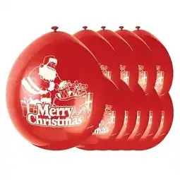 Tesco Merry Christmas Santa Biodegradable Latex Balloons 23cm / 9 in - Pack of 10 offer