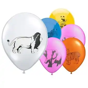 Tesco Jungle Animals Latex Balloons 30cm / 12 in - Pack of 6 offer