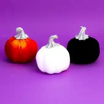 Tesco Assorted Halloween Velvet Pumpkin Decoration 9cm offer