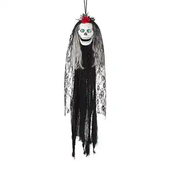 Tesco Crazy Catrina Skull Halloween Animated Prop Hanging Decoration 80cm offer