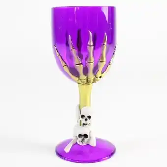 Tesco Haunted Halloween Purple Reusable Plastic Wine Glass offer