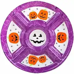 Tesco Halloween Pumpkin Purple Round Dip Tray 30cm offer