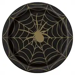 Tesco Gold Spider Web Halloween Round Paper Plates 22cm - Pack of 8 offer