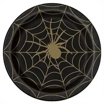 Tesco Gold Spider Web Halloween Round Paper Plates 22cm - Pack of 8 offer