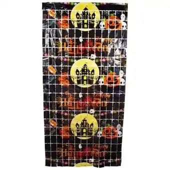 Tesco Halloween Characters Plastic Backdrop Block Fringe Curtain 2m x 98cm offer