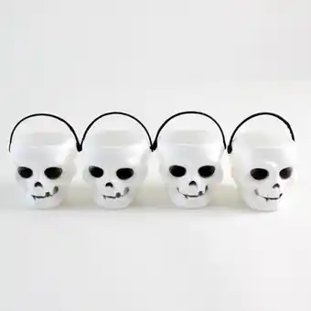 Tesco Skull Halloween Plastic Treat Pots - Pack of 4 offer