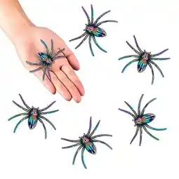 Tesco Iridescent Spider Creepy Crawly Halloween Decorations 7cm - Pack of 6 offer