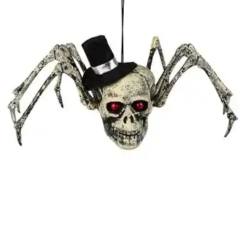 Tesco Spider Skull Halloween Hanging Prop Decoration 23cm offer