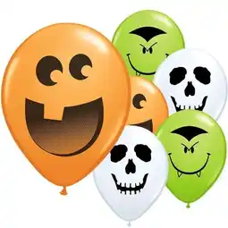 Tesco Assorted Halloween Faces Round Mini Latex Qualatex Balloons 13cm / 5 in - Pack of 100 offer