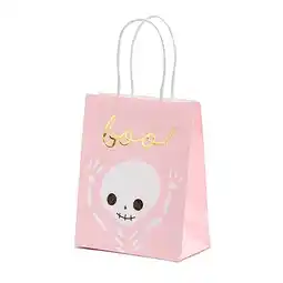 Tesco Pink BOO Halloween Paper Party Bag with Handles 14cm offer