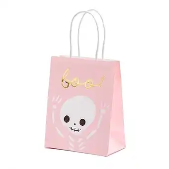 Tesco Pink BOO Halloween Paper Party Bag with Handles 14cm offer